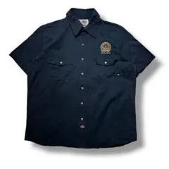 F131　【即購入OK】　Dickies　半袖ワークシャツ　L　ブラック