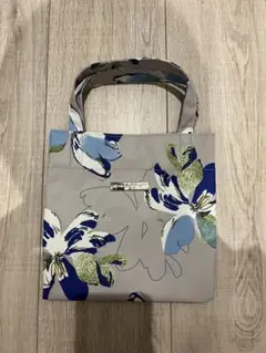 花柄トートバッグ グレー　サブバッグ