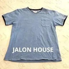 夏物セール中‼️JALON HOUSE ブルー Vネック Tシャツ Lサイズ