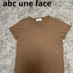 abc une face Tシャツ　半袖　ブラウン　ベージュ フリーサイズ