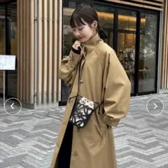 スタンドカラーロングコート　キャメル　S