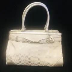 COACH キャリー シグネチャー キャンバス レザー トートバッグ