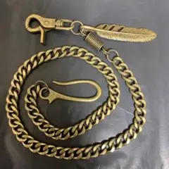 ウォレットチェーン 古銅色 喜平 羽根 フック バイカー ストリート フェザー
