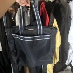 ネイビー トートバッグ ストライプハンドル
