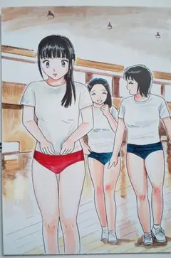 手描きイラスト、体育の女子