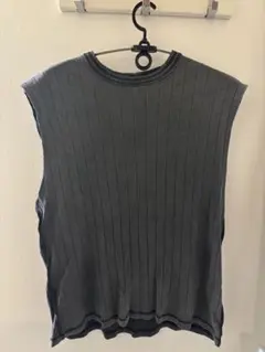 ZARA ザラ　タンクトップ　ノースリーブ　編み込み　グレー　S