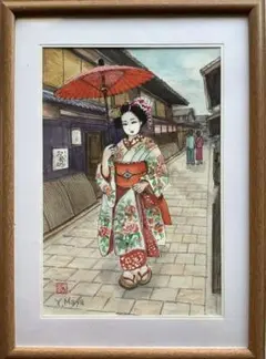 舞妓超大作大型絵画　縦109cm 水彩画　日本画　美術品　インテリア　京都　神社 m20441434157_1.jpg?1697697925