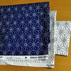綿100%　はぎれ　紺色　1枚　白色　2枚