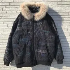ペレペレ　パフジャケット　XL　ブラック　刺繍　リアルファー スエード