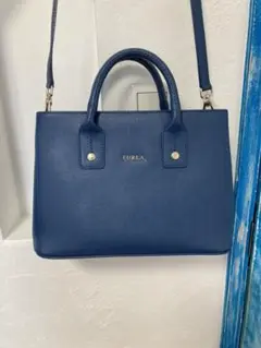 美品!FURLA フルラ LINDA MINI TOTE!コバルトブルー