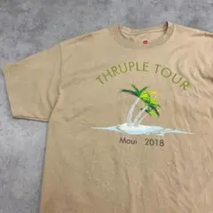 ヤシの木　バカンス　Tシャツ　Hanes　古着　ベージュ　XL
