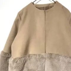 privateBeach アウター ノーカラー ファーコート ゆったり 羽織り