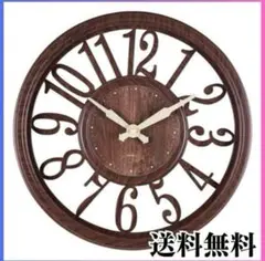 ラス2★【新品・未使用】壁掛け時計 北欧 おしゃれ 木目調 静音 ブラウン