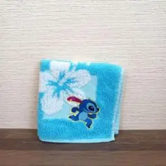 スティッチ タオルハンカチ　水色
