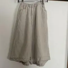ベージュ ガウチョパンツ　ウエスト総ゴム