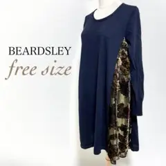 BEARDSLEY ひざ丈ワンピース ネイビー フリーサイズ