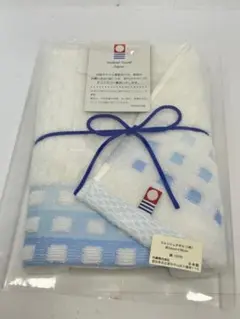 今治タオル ウォッシュタオル ブルー＆ホワイト　34x36㎝