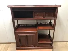 【美品】違い棚　紫檀　松と鶴模様　和家具 茶箪笥 唐木 昭和レトロ 違い棚(高級) 紫檀 松と鶴模様 和家具 茶棚 茶箪笥 唐木 昭和レトロ