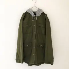 Hu0026M Divided ディバイデッド カーキ ミニタリージャケット フード付き