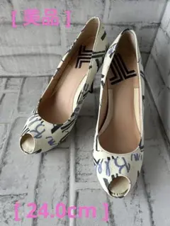 【美品】　LANVIN オープントゥハイヒール ベージュ系 24.0cm
