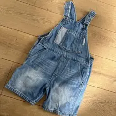 ライトブルーデニムオーバーオールショーツ
