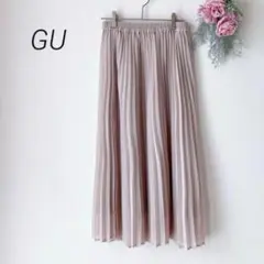 薄手 GU プリーツスカート ロングスカート ベージュピンクＳサイズ　春夏
