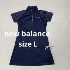 ニューバランス　ロゴ　ピンクリボン　ハーフジップ　ワンピース　L