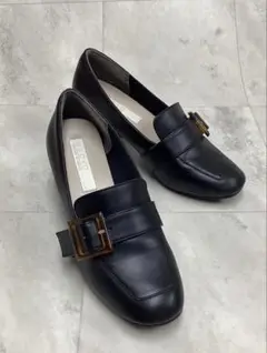 NILOVO バックル付きローファー 黒 5cmヒール