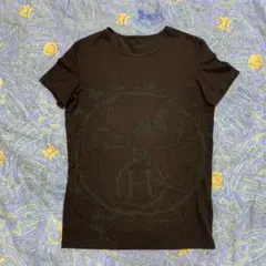 HERMES エルメス 半袖 馬車 ロゴデザイン Tシャツ ブラウン 茶色
