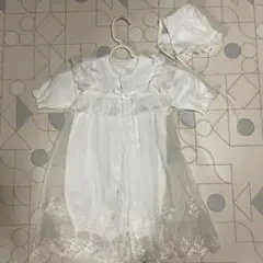 ホワイト セレモニースーツ 退院着50-70cm 帽子付き