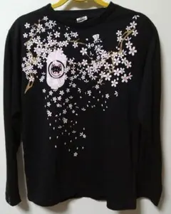 和んこ堂（わんこどう）花吹雪柄 長袖 黒 メンズ