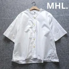 MHL　近年モデル　コットンリネン　ボックスシルエット　バンドカラーシャツ