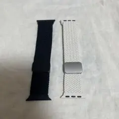 Apple Watch バンド 黒 白 編み込み