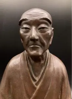 山崎朝雲作 良寛像 ブロンズ銅製 山崎坤象極箱 金工