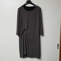 バジーレ28 大きいサイズ 七分袖ワンピース/チュニック 茶/黒 サイズ15号