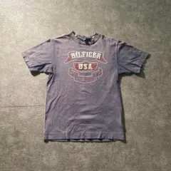 【トミーヒルフィガー】カレッジロゴ刺繍　色褪せTシャツ　USA SM70