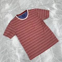 KANGOL ボーダー柄 Tシャツ レッド×ホワイト 半袖 ポケット付き L