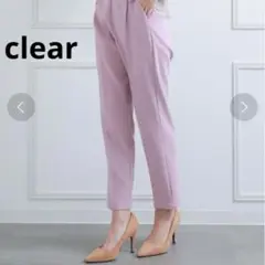【クリア】M ピンク テーパードパンツ スラックス ウエストゴム カジュアル
