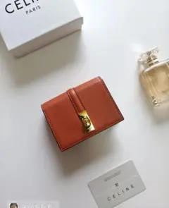 CELINE ブラウンレザー三つ折り財布
