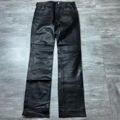 美品 EARL JEAN アールジーン 本革 リアルレザー パンツ カウレザー
