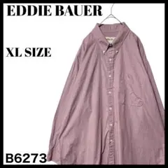 エディーバウアー 千鳥格子 長袖シャツ BDシャツ ブラウン 赤茶系 メンズXL