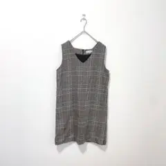 【Doux&Belle】ノースリーブボックスワンピース チェック柄 Vネック M