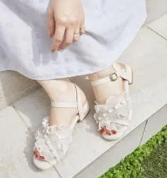 MAJESTIC LEGON パールシアーフリルサンダル　M