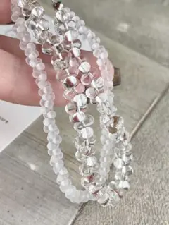 c186 white×clear ビーズブレスレット