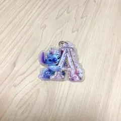 スティッチ アクリルキーホルダー イニシャルA 後ろ保護フィルムあり
