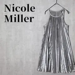 Nicole Miller　膝丈キャミワンピース　プリーツ　光沢　サイズ2(M)