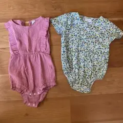 SHEIN フリル　ピンク　花柄　ロンパース 2点セット