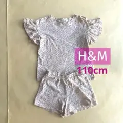 H&M ガール セットアップ ベビーピンクにグレーのドット　110cm