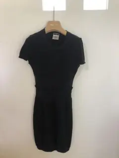CHANEL ニットステッチコットンワンピース ロゴ