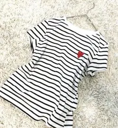 ハート 半袖ボーダーTシャツシーイン